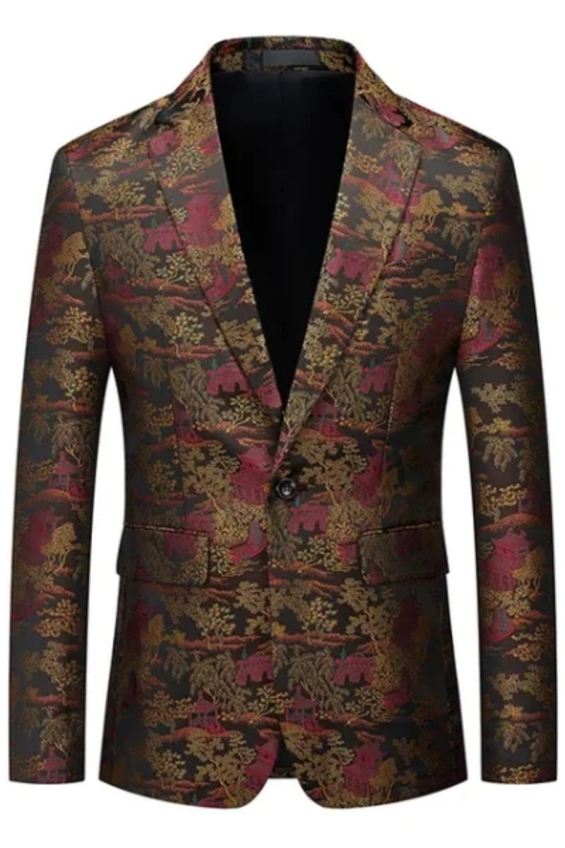 Brown Stylish Jacquard Fashion Men's Jacket