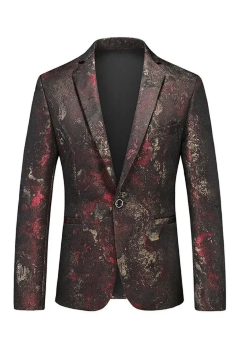 Modern One Button Slim Fit Jacquard Men’s Jacket