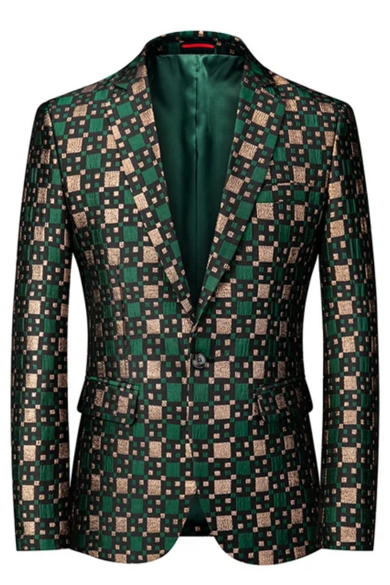 Fashion Slim Fit Plaid Jacquard Blazers For Men