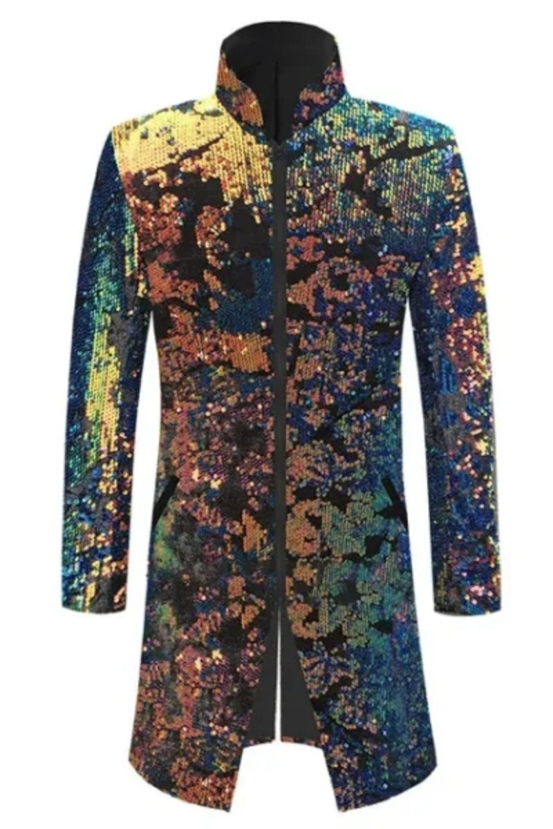 Men Sequins Stand Collar Fashion Blazer