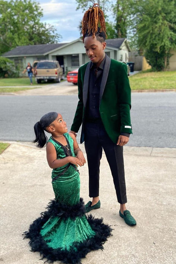 Newest Green Velvet shawl Lapel Prom Men Suits