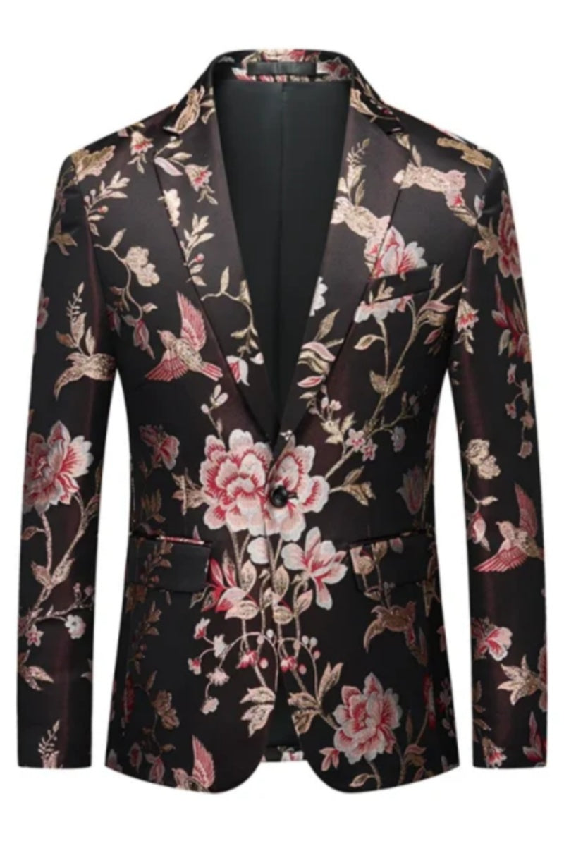 Gentleman Luxury Black Men Floral Jacket