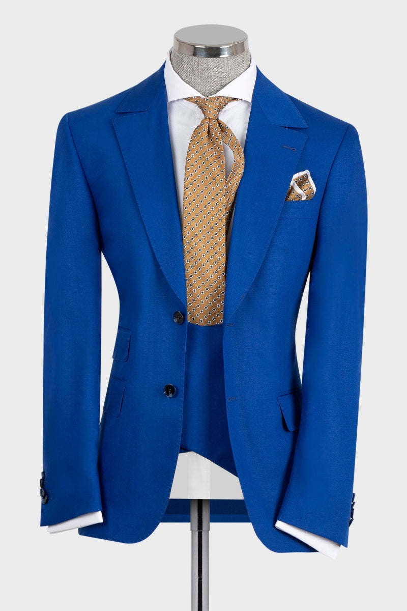 Royal Blue Newest 3 Pieces Notched Lapel Business Suits For Men