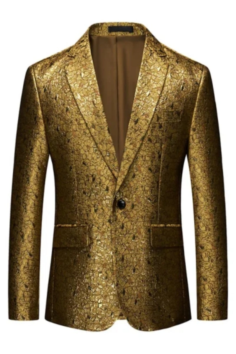 Newest Golden Jacquard Stylish Men's Blazer