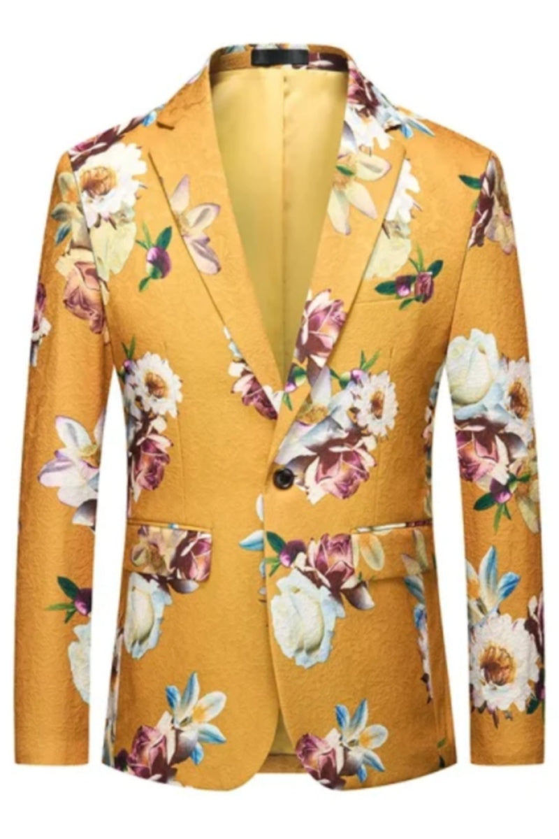 Modern Slim Fit Men's Blazer With Floral Pattern