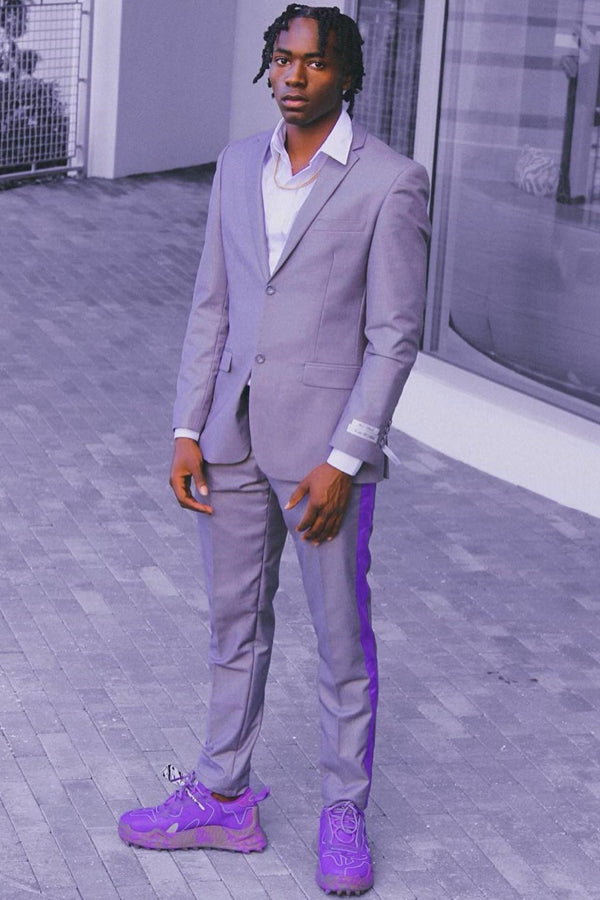 Cool Purple Notched Lapel Prom Men Suits