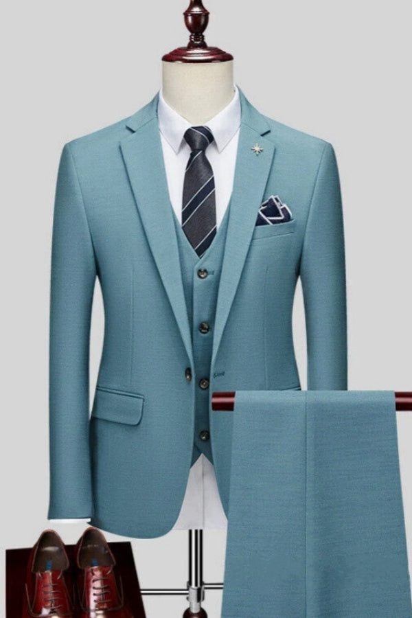 New Arrival Fancy Blue 3 Pieces Notched Lapel Prom Suits