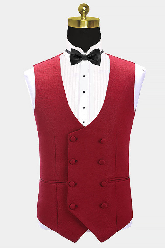 Glamorous Red Shawl Lapel Wedding Suits For Men