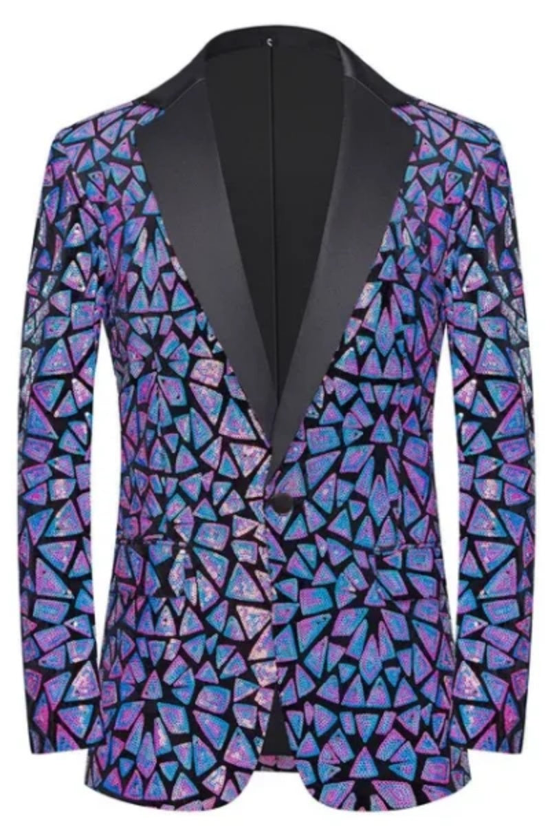 Sparkly Men’s Triangle Sequin Blazer