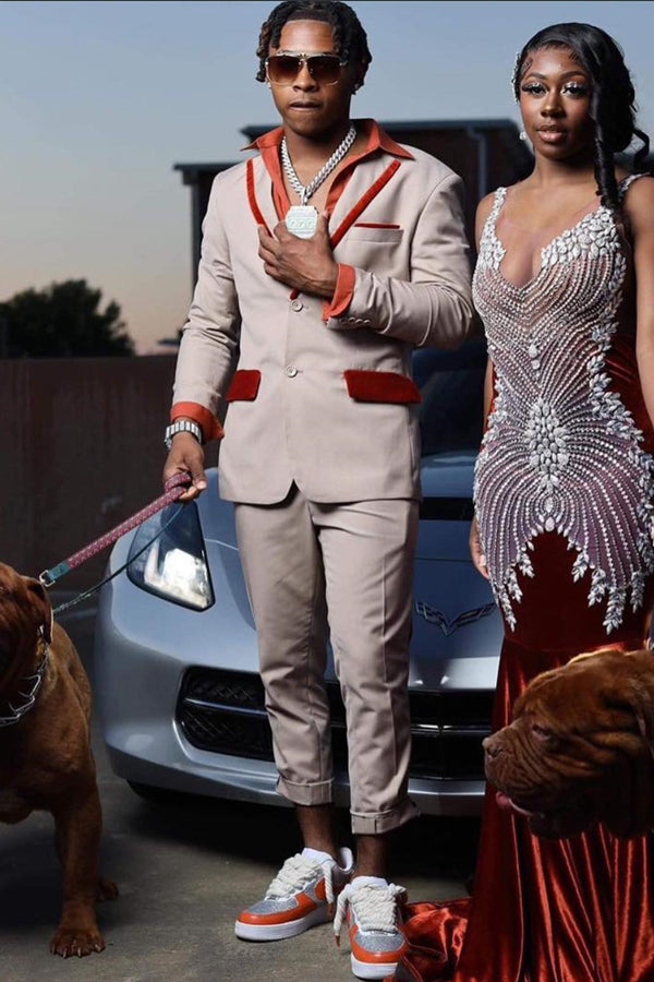 Chic Apricot Beige Notched Lapel Prom Men Suits