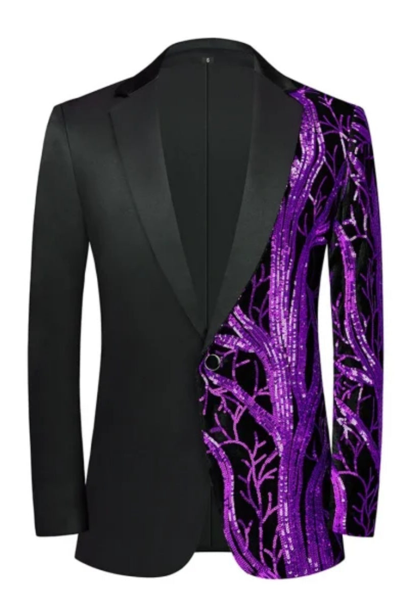 Shiny Floral Sequins Slim Fit Jacket For Men