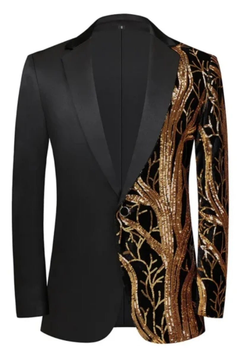 Shiny Floral Sequins Slim Fit Jacket For Men