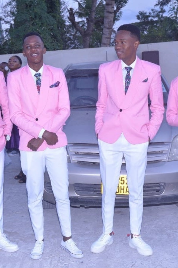 Newest Pink Shawl Lapel Best Fitted Wedding Groomsmen Suits