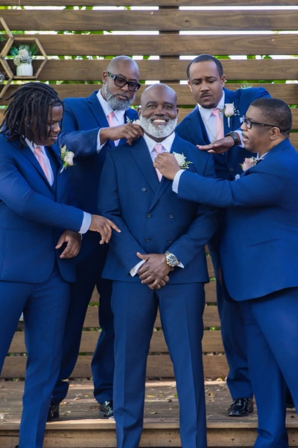 Dark Blue Best Fitted Notched Lapel Wedding Groomsmen Suits
