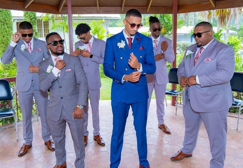 Glamorous Light Purple Notched Lapel Wedding Groomsmen Suits
