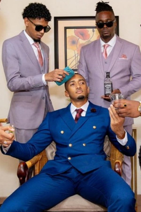 Glamorous Light Purple Notched Lapel Wedding Groomsmen Suits