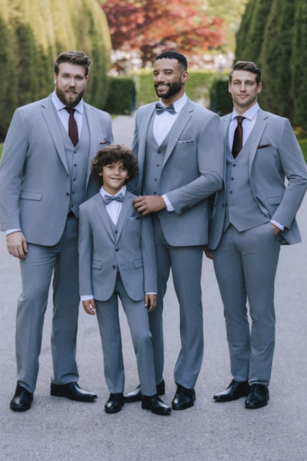 Fashion Gray Notched Lapel 3 Pieces Wedding Groomsmen Suits