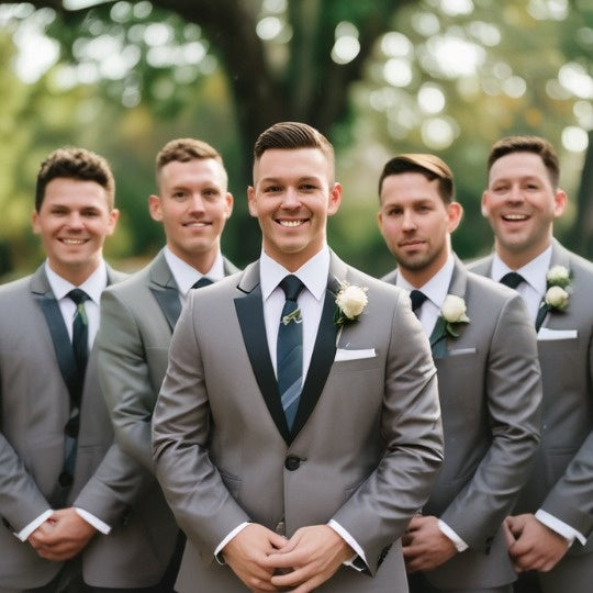 Trendy Gray Notched Lapel Wedding Groomsmen Suits