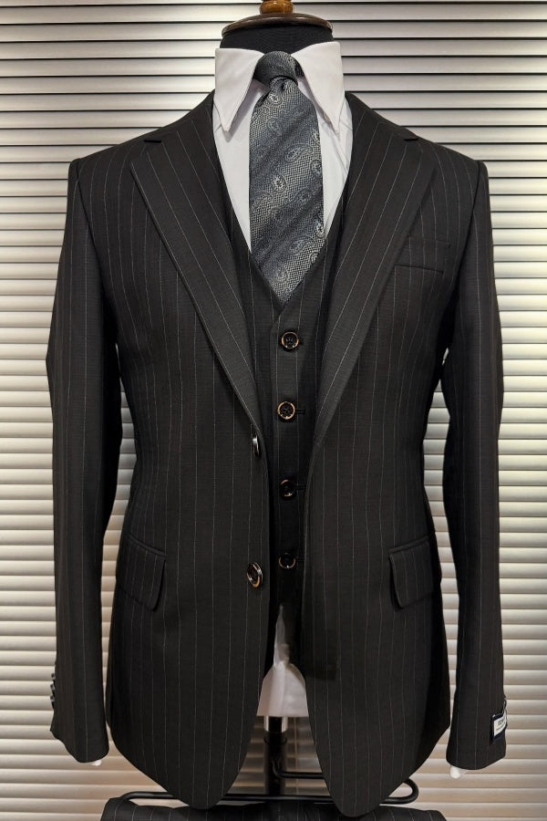 Stylish Newest Dark Gray Striped Men's Business Suits