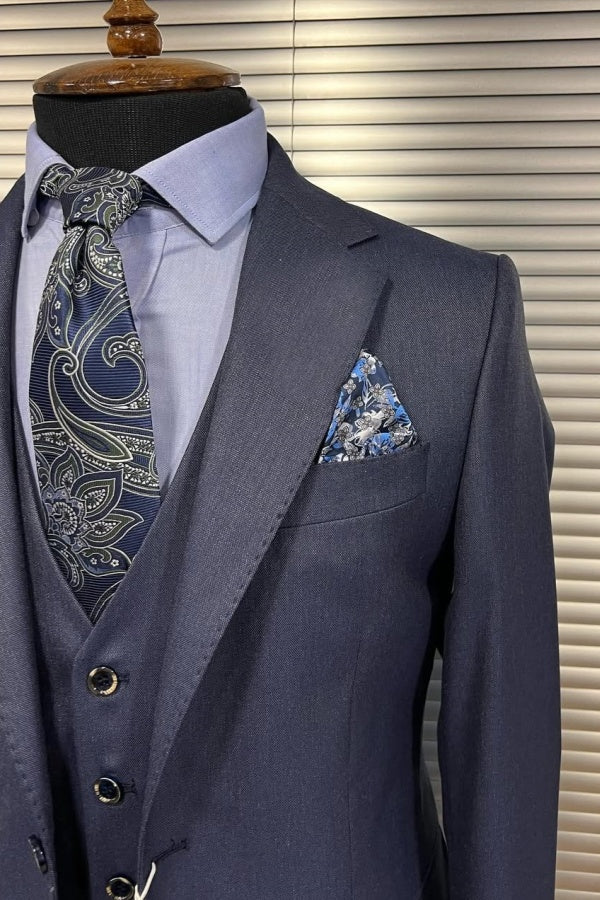 Trendy 3 Pieces Dark Gray Notched Lapel Business Men Suits