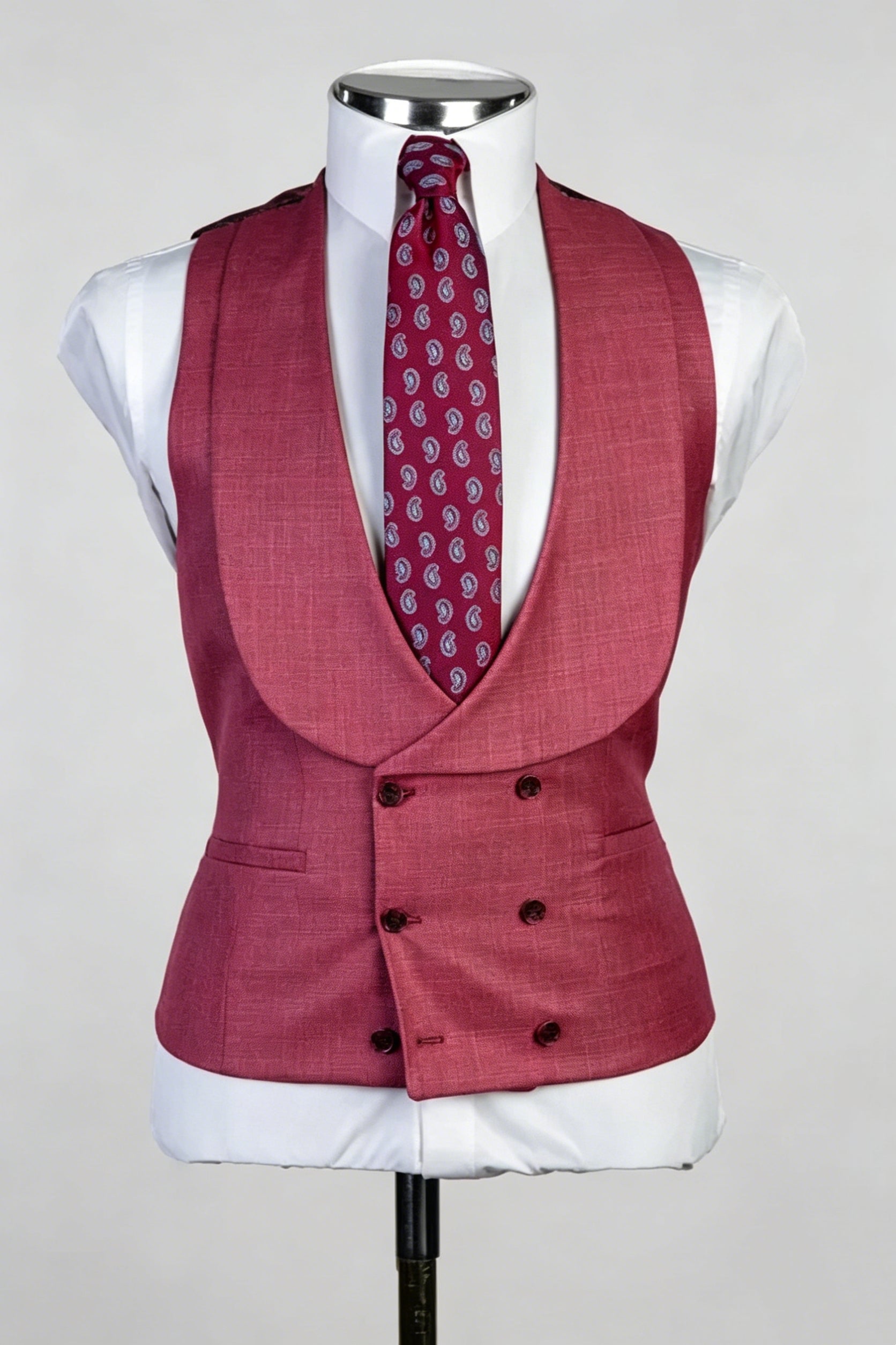 Glamorous Magenta 3 Pieces Peaked Lapel Prom Suits