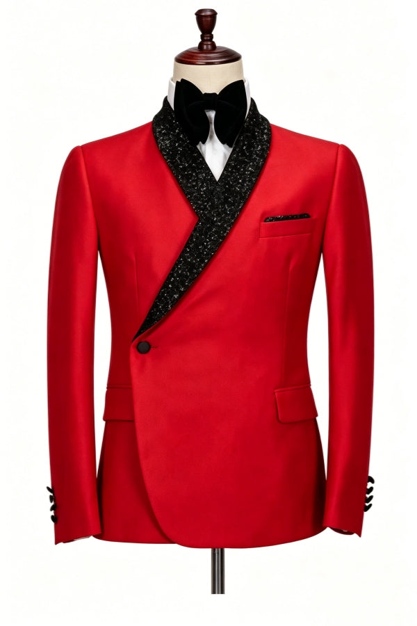 Glamorous Red Shawl Lapel One Button Prom Suits