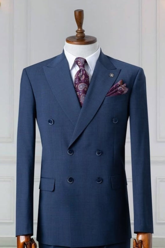Formal Navy Blue Double Breasted Best Fitted Business Suits