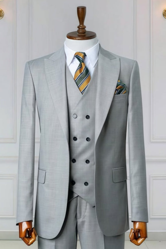 Newest Light Gray 3 Pieces Best Fitted Business Suits With Waistcoat