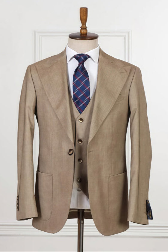 Fashion Khaki 3 Pieces Business Suits For Men