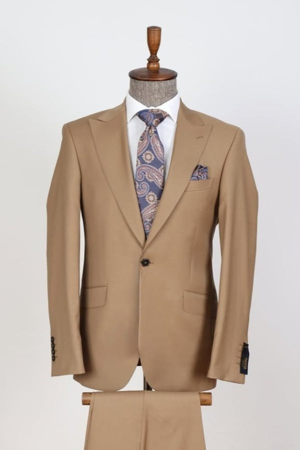 Fancy Khaki Newest Close Fitting Business Suits For Men
