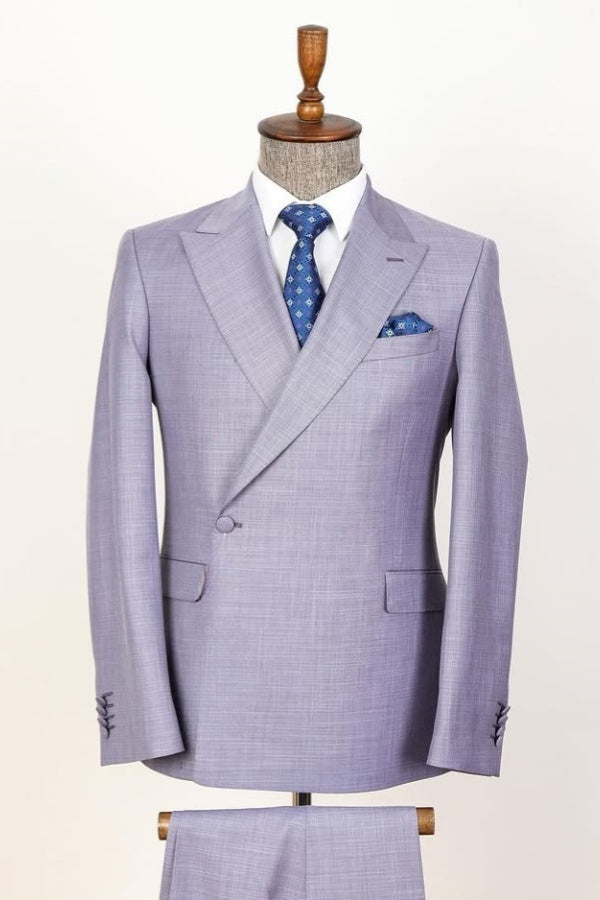 Light Purple Glamorous Peaked Lapel Formal Suits For Men