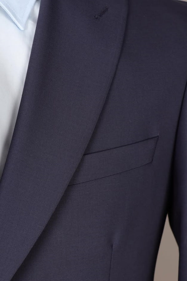 Bespoke Dark Blue Peaked Lapel Slim Fit Men's Business Fits