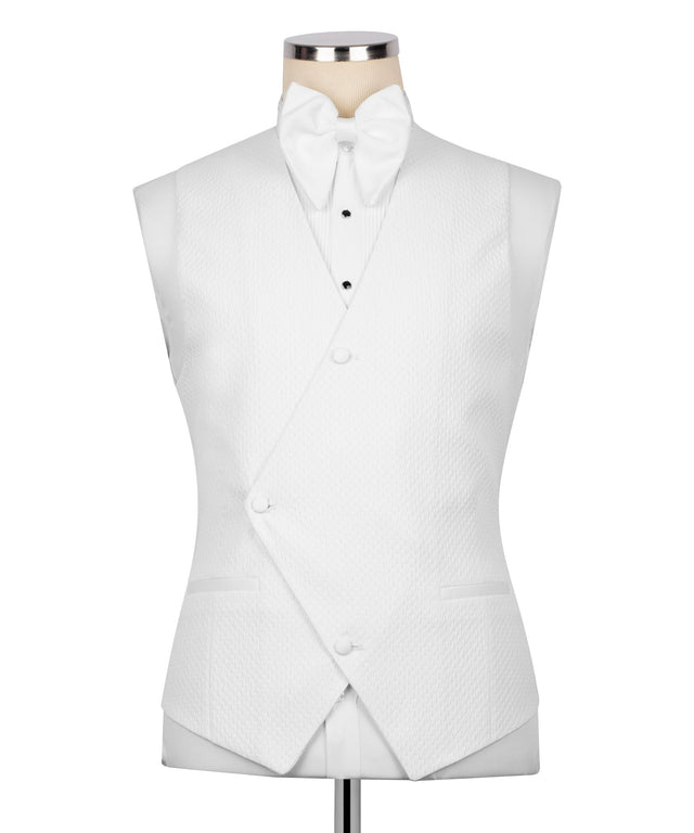 Classic 3 Pieces White Jacquard Shawl Lapel Wedding Suits