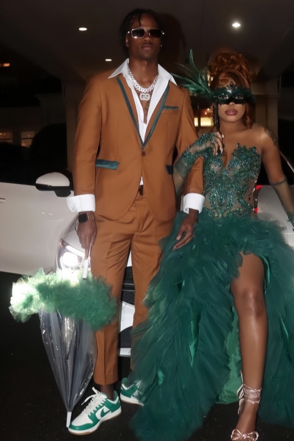 Fashion Camel Notched Lapel Prom Slim Fit Men Suits