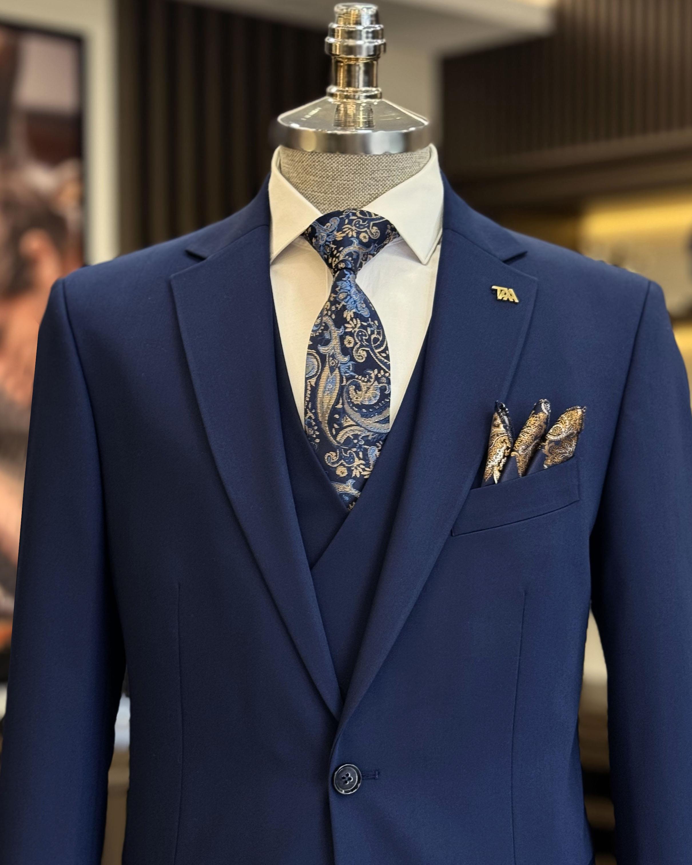 Dark Blue Chic Slim Fit Men’s Formal Suits