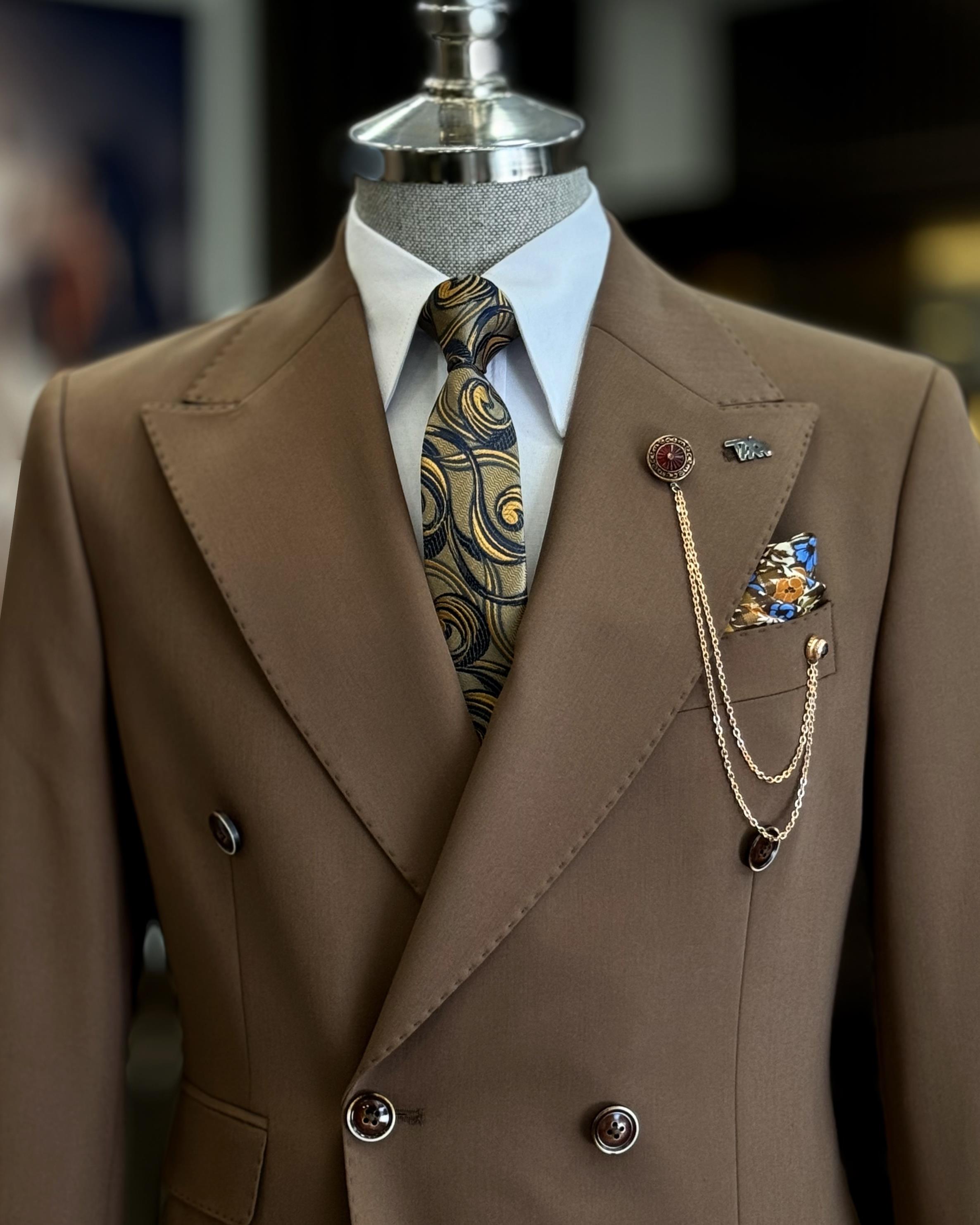 Modern Brown Newest Double Breasted Men’s Prom Suits