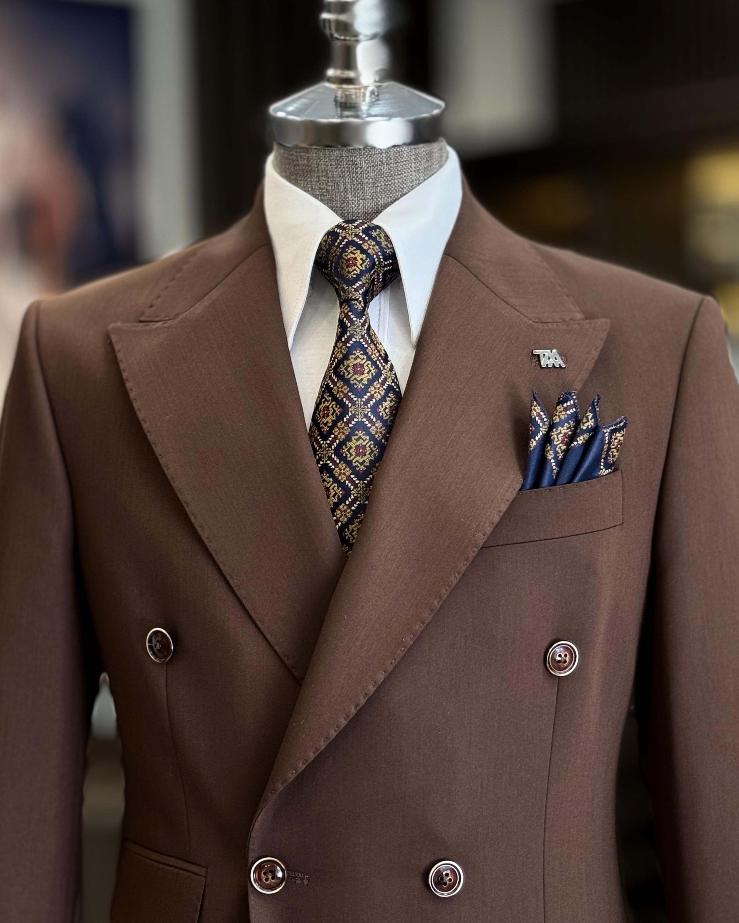 Chic Brown New Arrival Double Breasted Men's Formal Suits