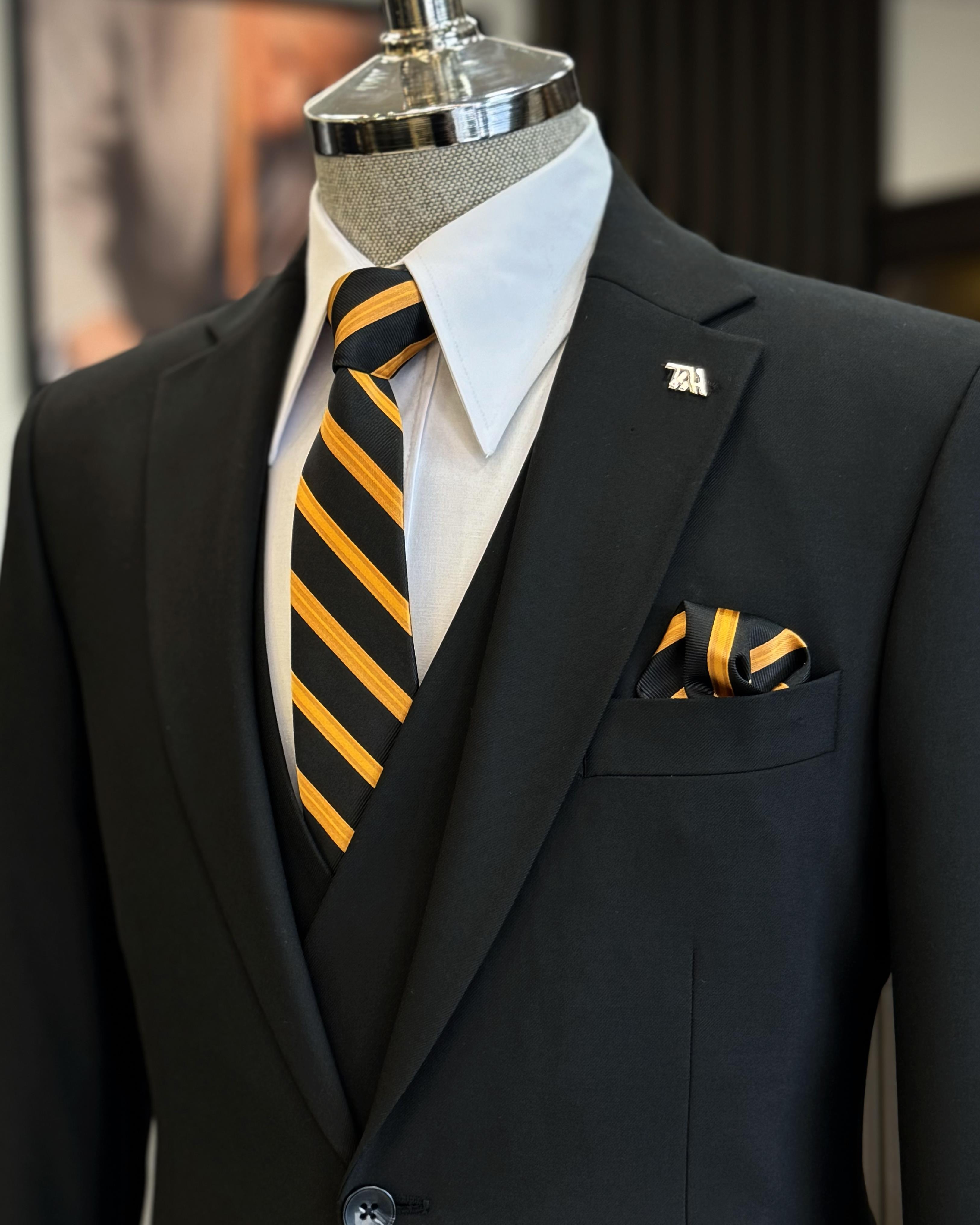 Classic Black Newest 3 Pieces Men's Slim Fit  Business Suits