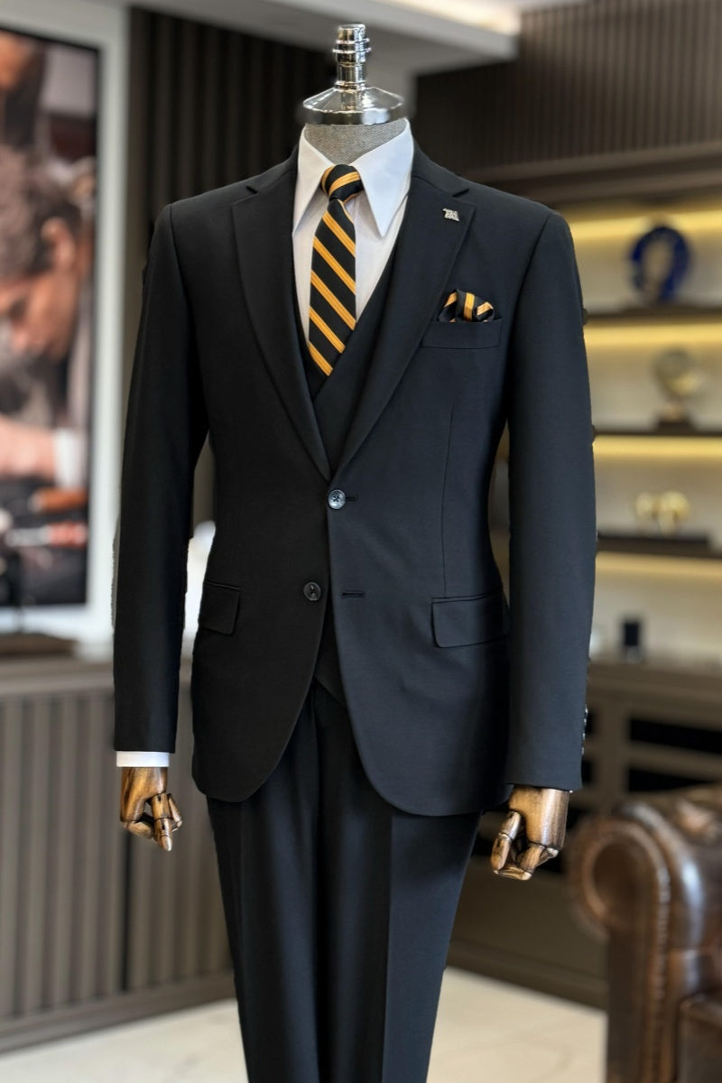 Classic Black Newest 3 Pieces Men's Slim Fit  Business Suits