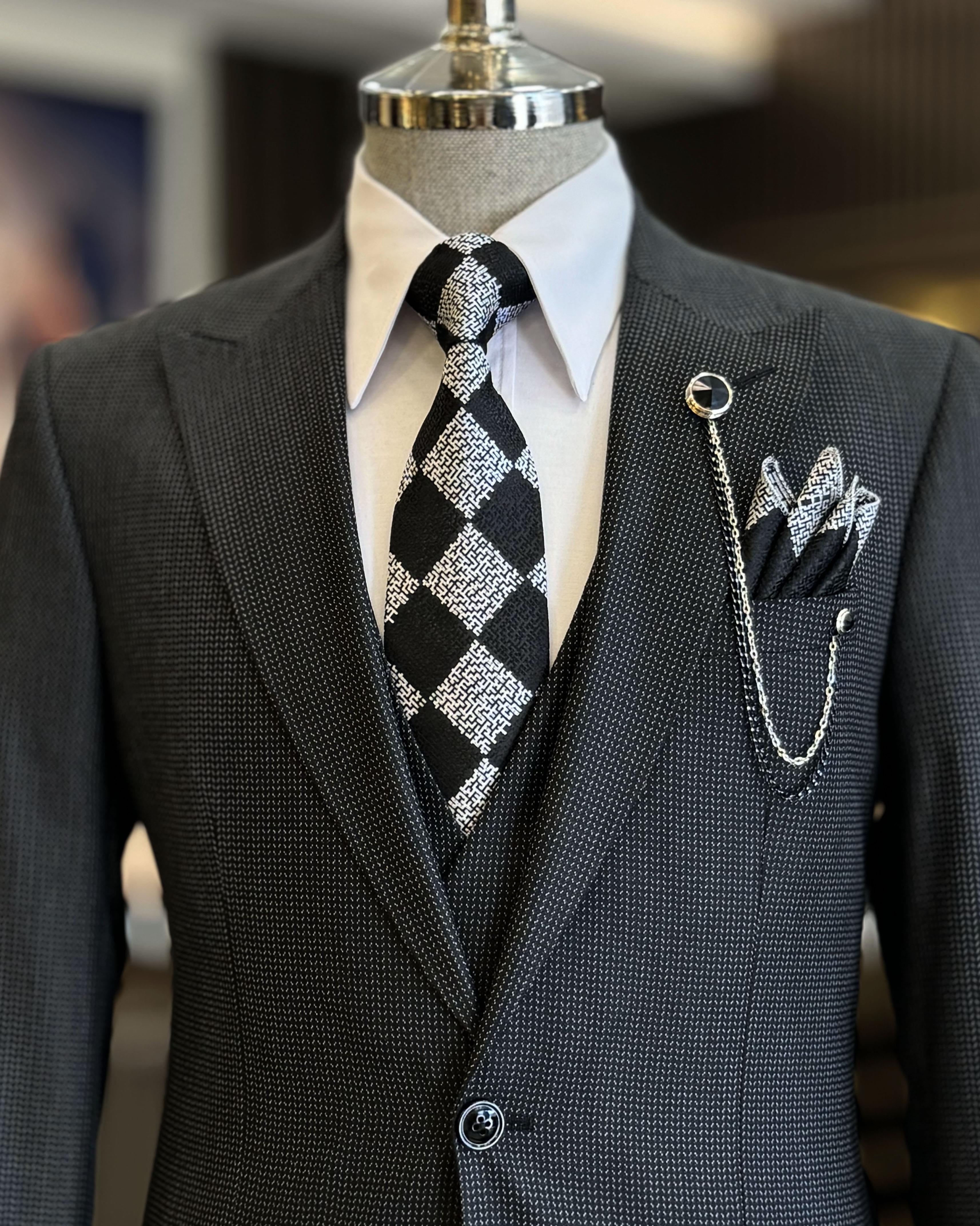 Fancy Dark Gray New Arrival Slim Fit Business Suits For Men