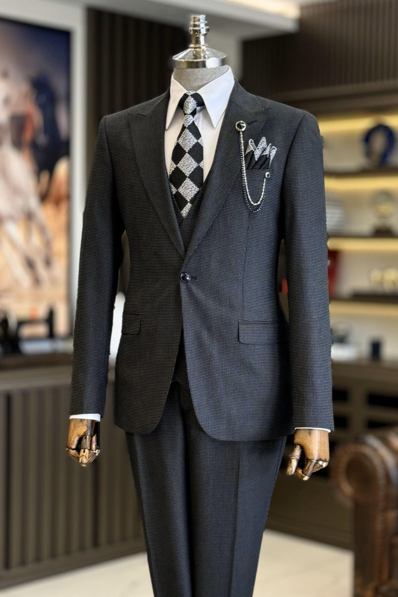 Fancy Dark Gray New Arrival Slim Fit Business Suits For Men