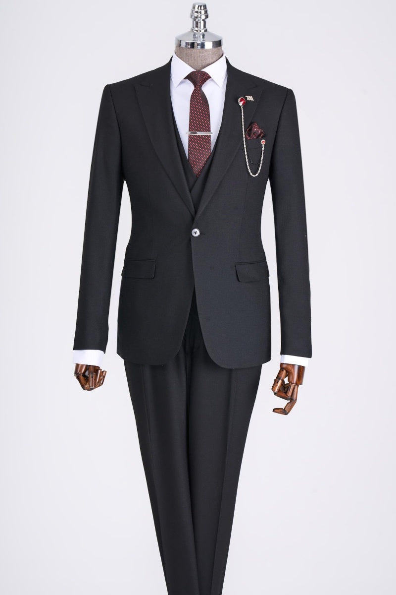 Modern Black New Arrival 3 Pieces Business Suits For Men