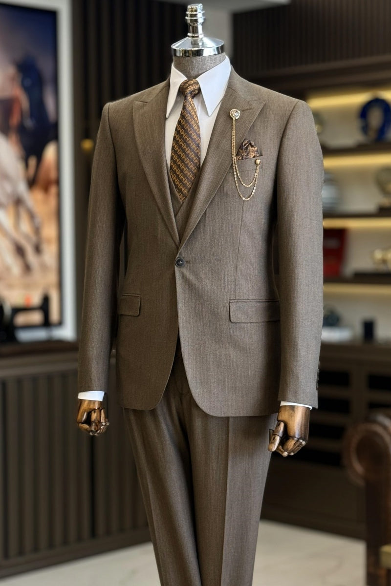 Glamorous Brown Newest 3 Pieces Men's Formal Suits