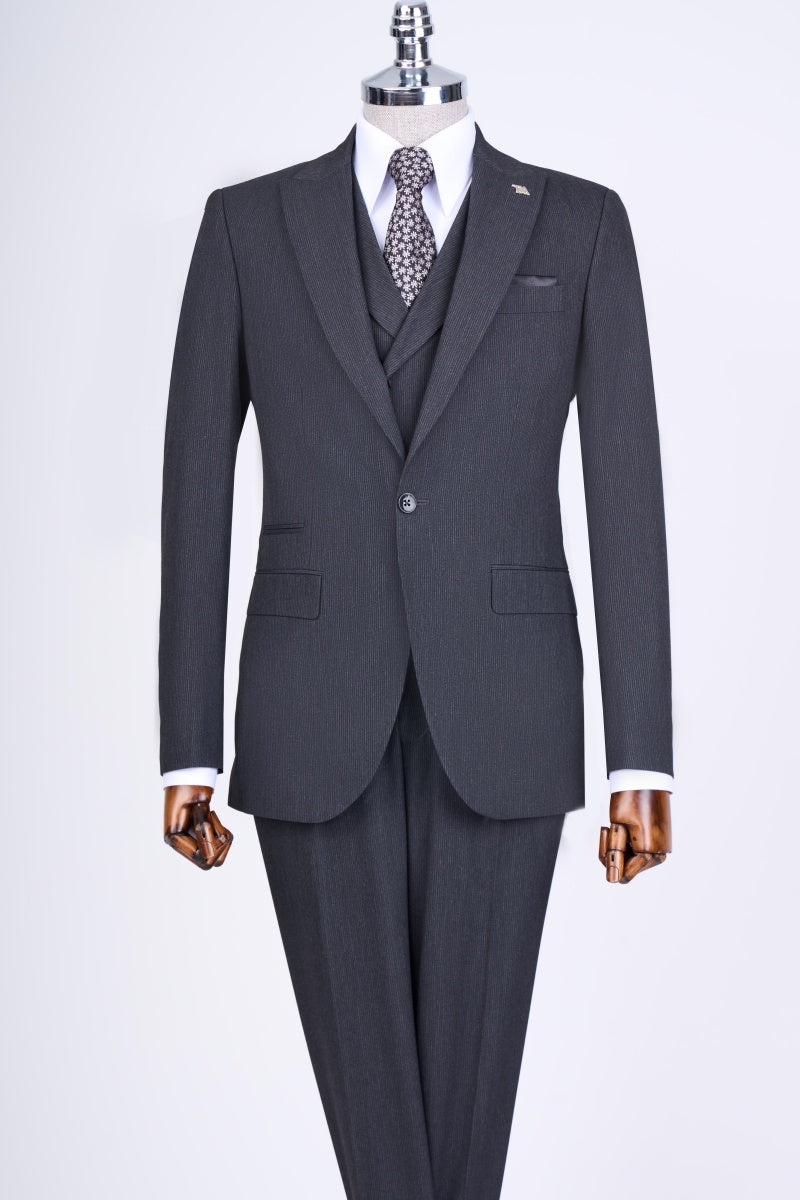 New Set Dark Gray 3 Pieces Close Fitting Formal Suits
