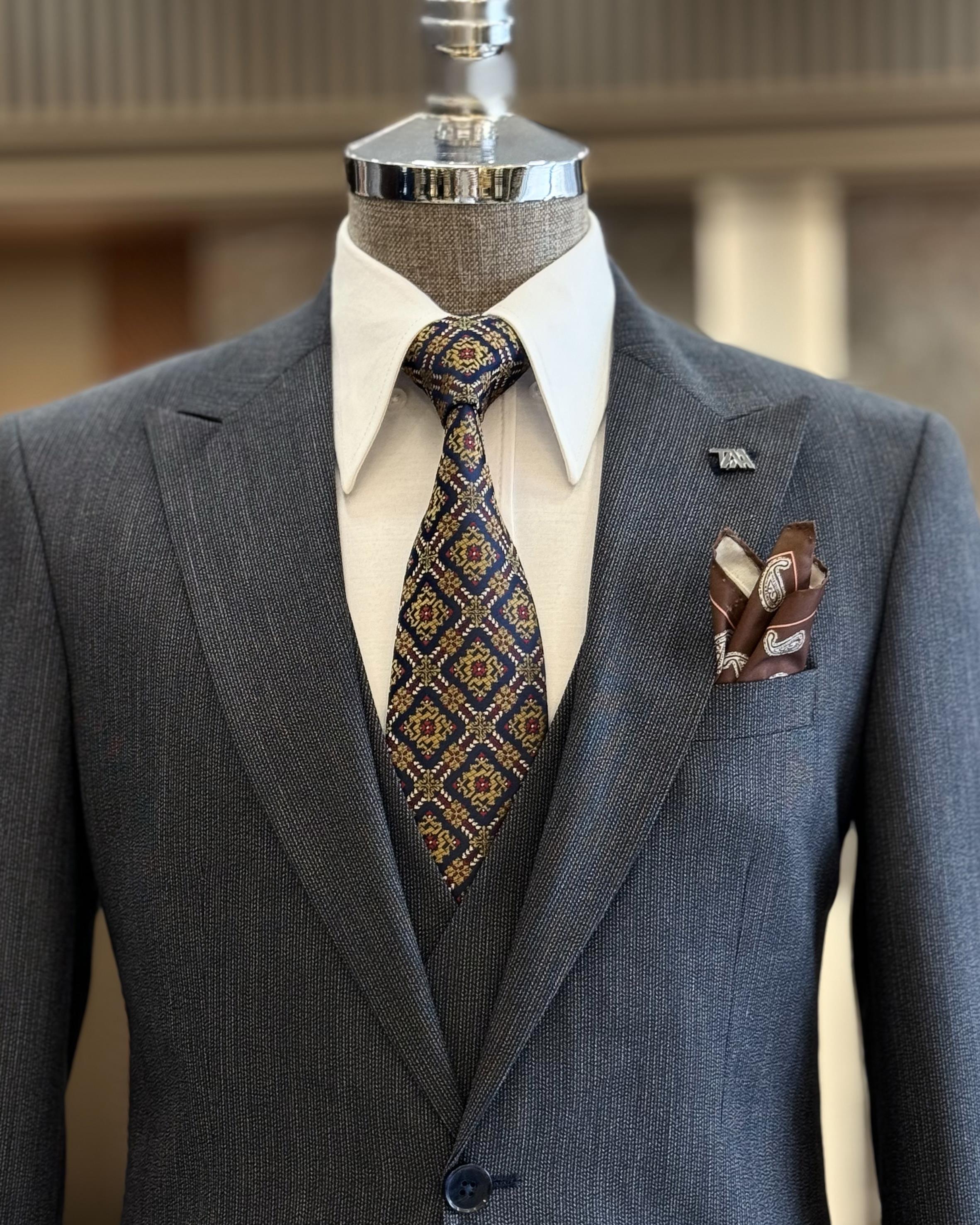 Dark Gray Fashion Business Suits For Men With Waistcoat