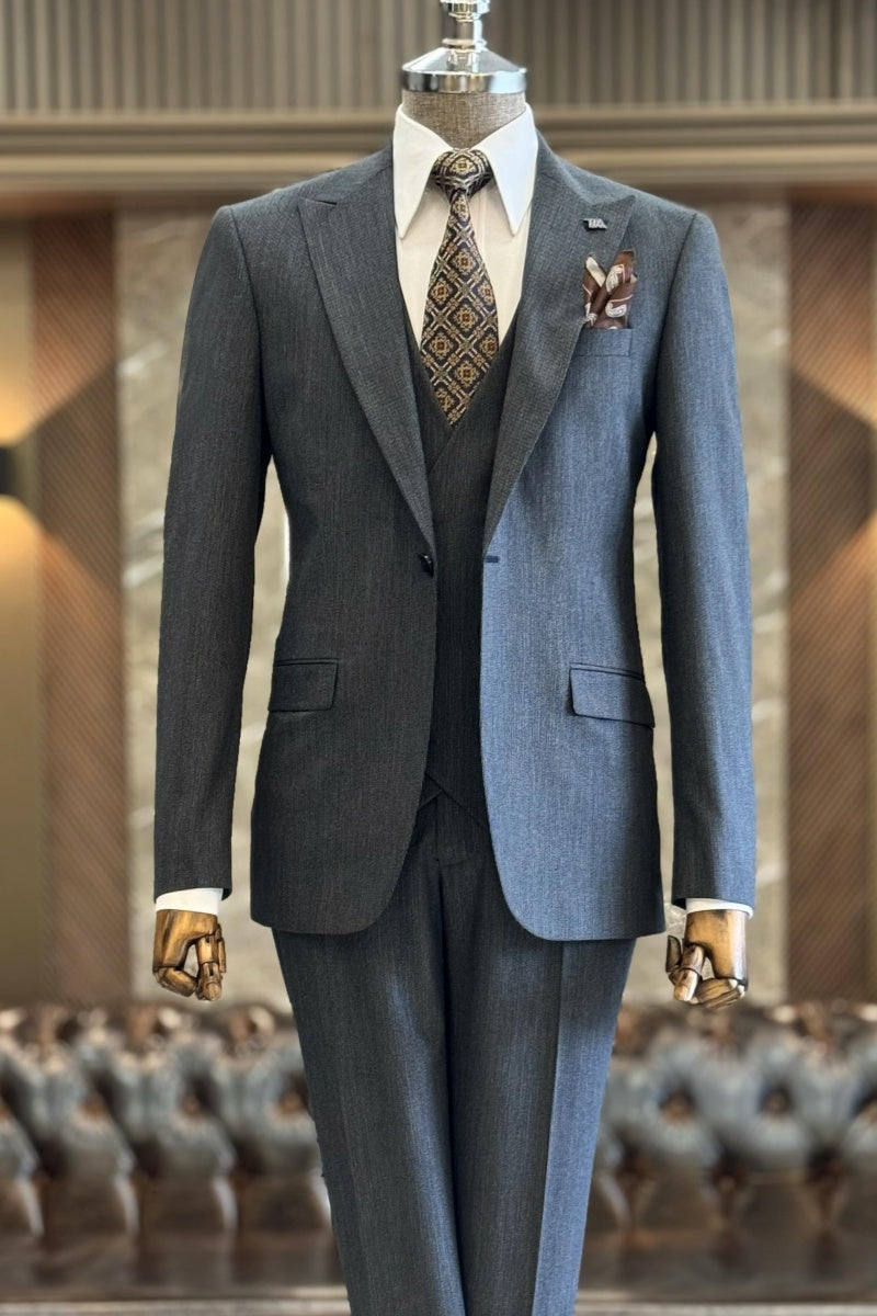 Dark Gray Fashion Business Suits For Men With Waistcoat
