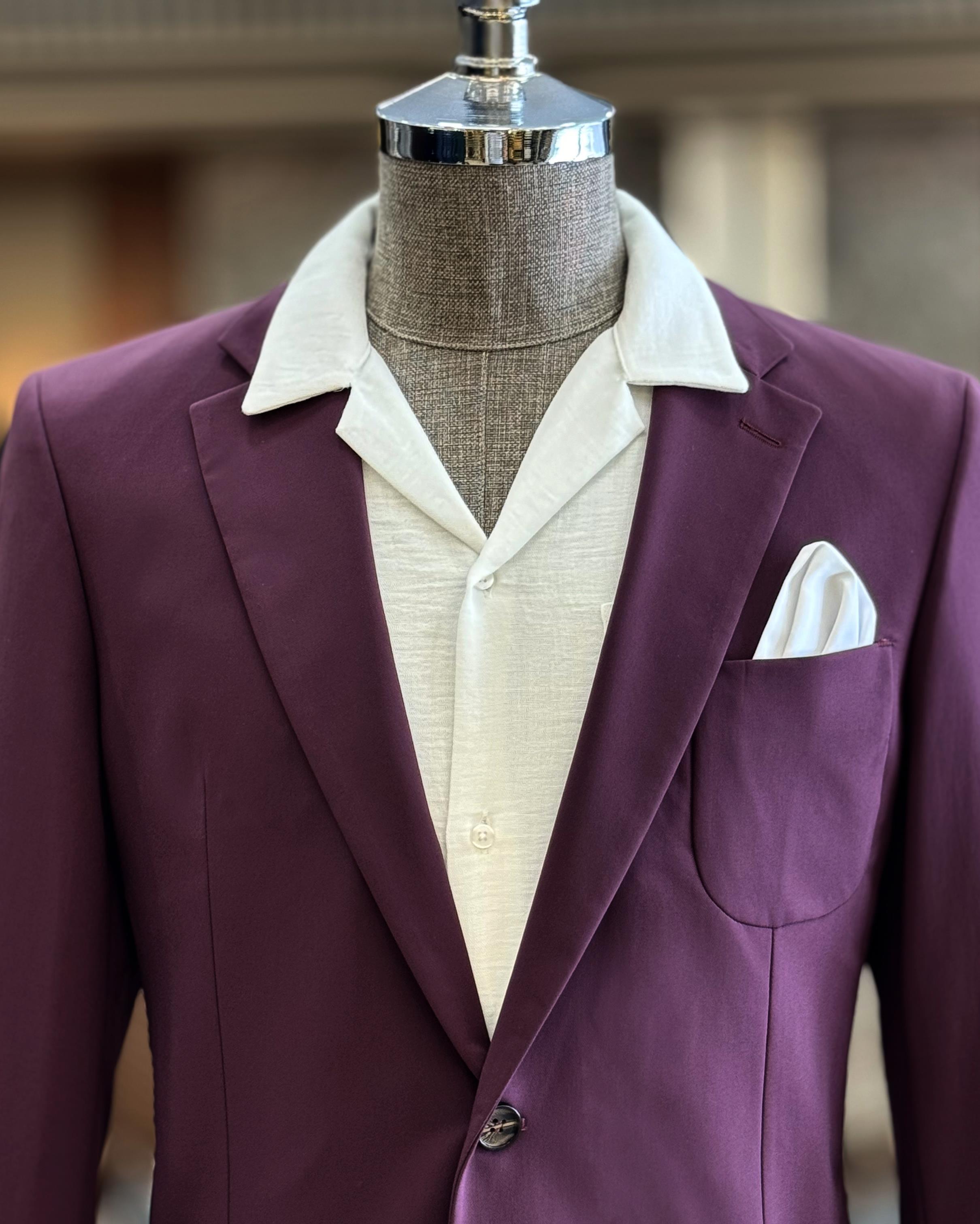 Fancy Purple Notched Lapel Men's Prom Suits