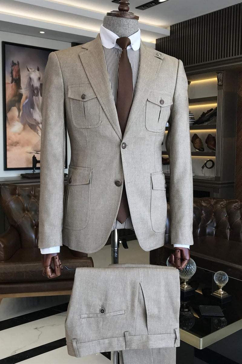 Formal Light Khaki Bespoke Business Suits