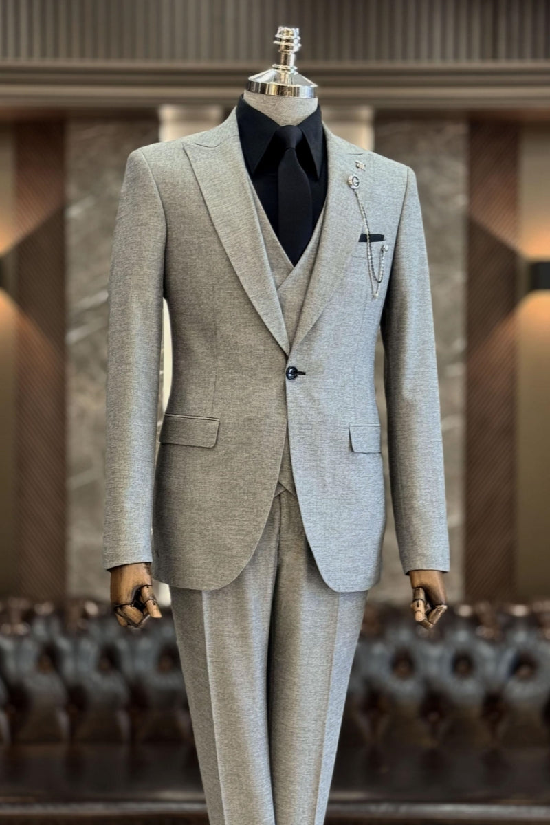New Arrival Light Gray Close Fitting Business Suits With Waistcoat