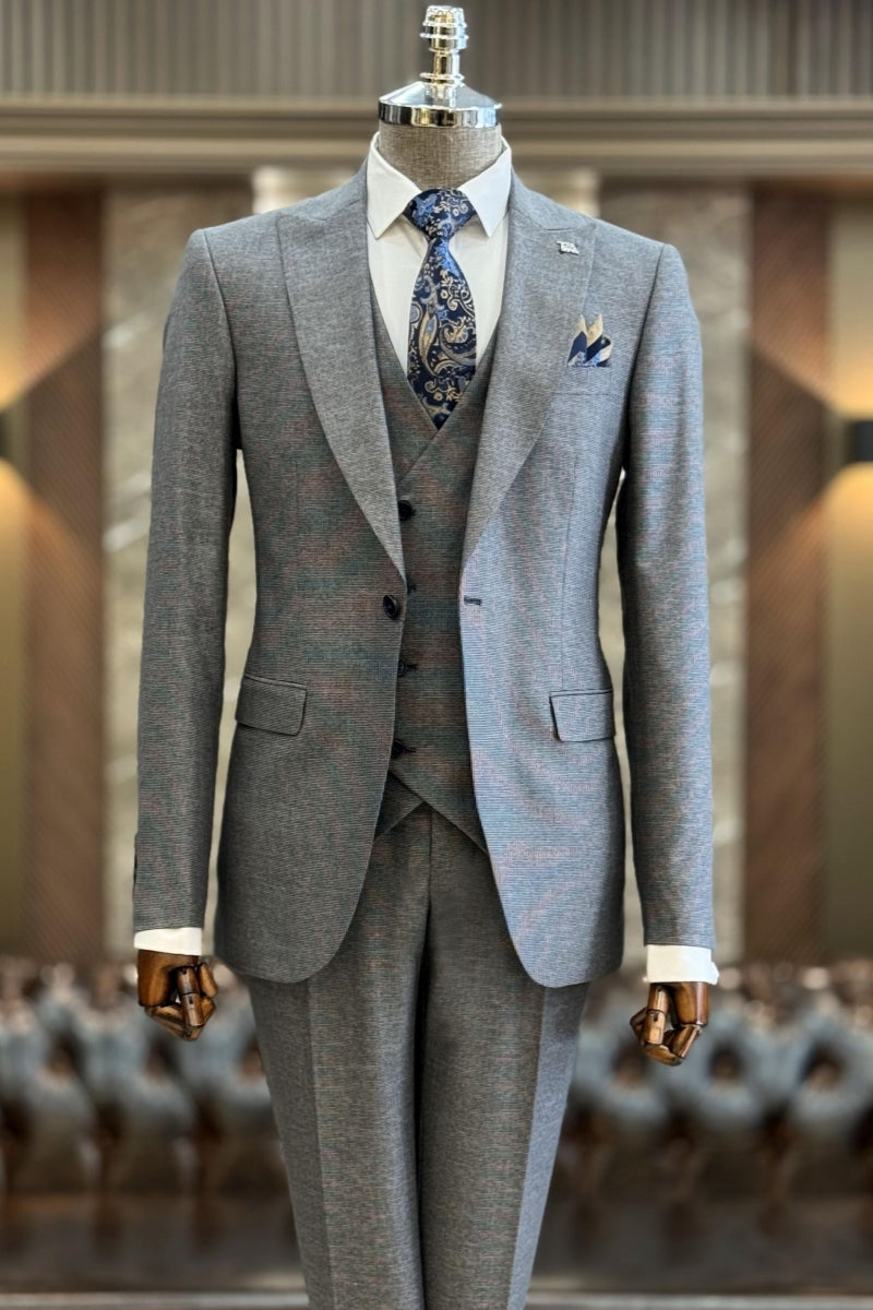 Modern Gray 3 Pieces Chic Close Fitting Formal Suits